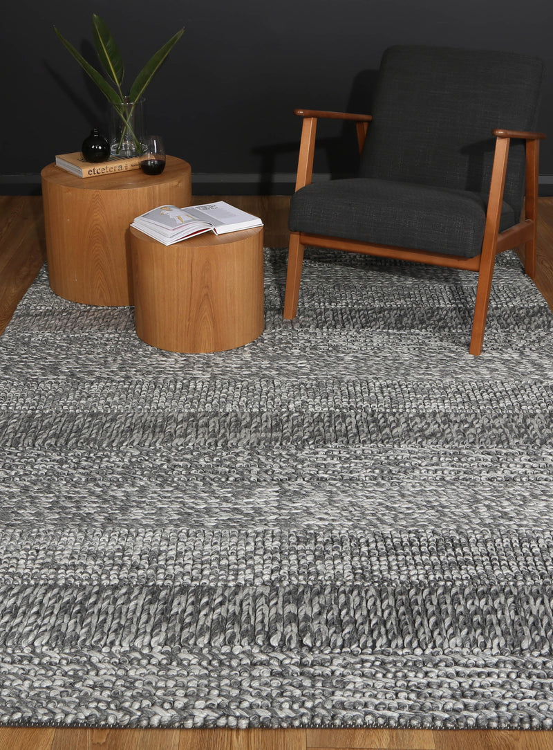 Zayna Grace Charcoal Wool Blend Rug 200x290cm