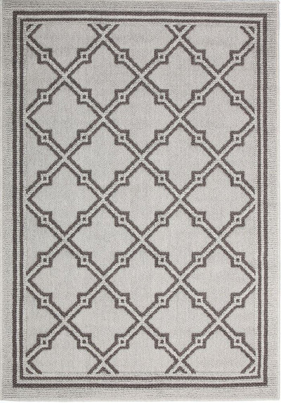 Hawaii Grey Diamond Shaped Geometric Ikat Bordered Rug 160x230cm