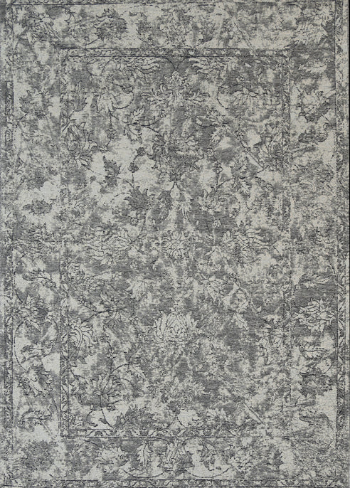 Bohemian Grey Distressed Boardered Rug 120x170cm