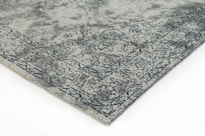 Bohemian Grey Distressed Boardered Rug 240x330cm