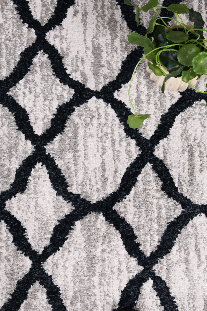 Windjana Lattice Charcoal Rug 160x230cm