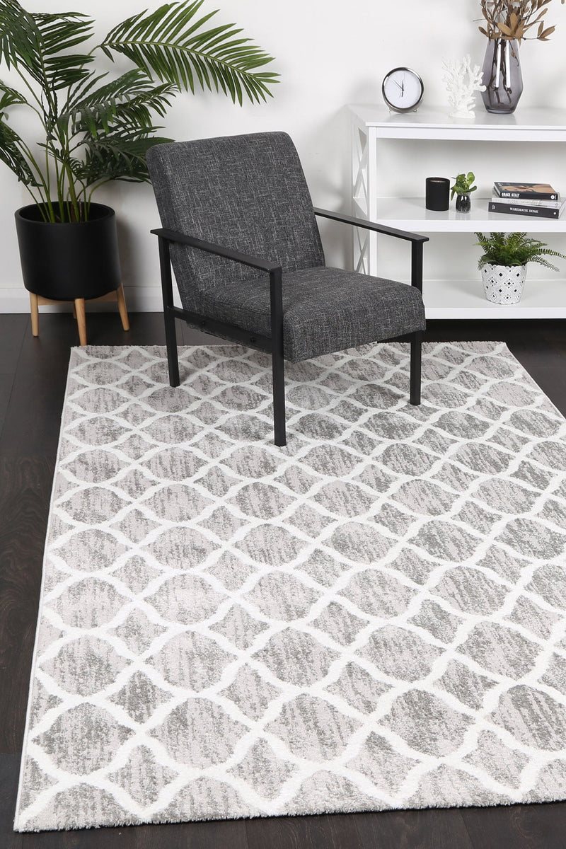 Windjana Lattice Silver Rug 200x290cm