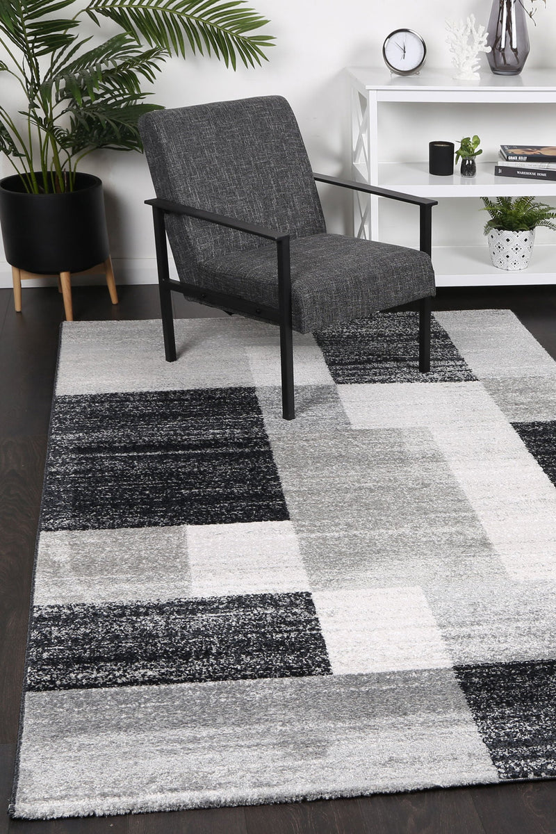 Windjana Abstract Geometric Grey Rug 200x290cm