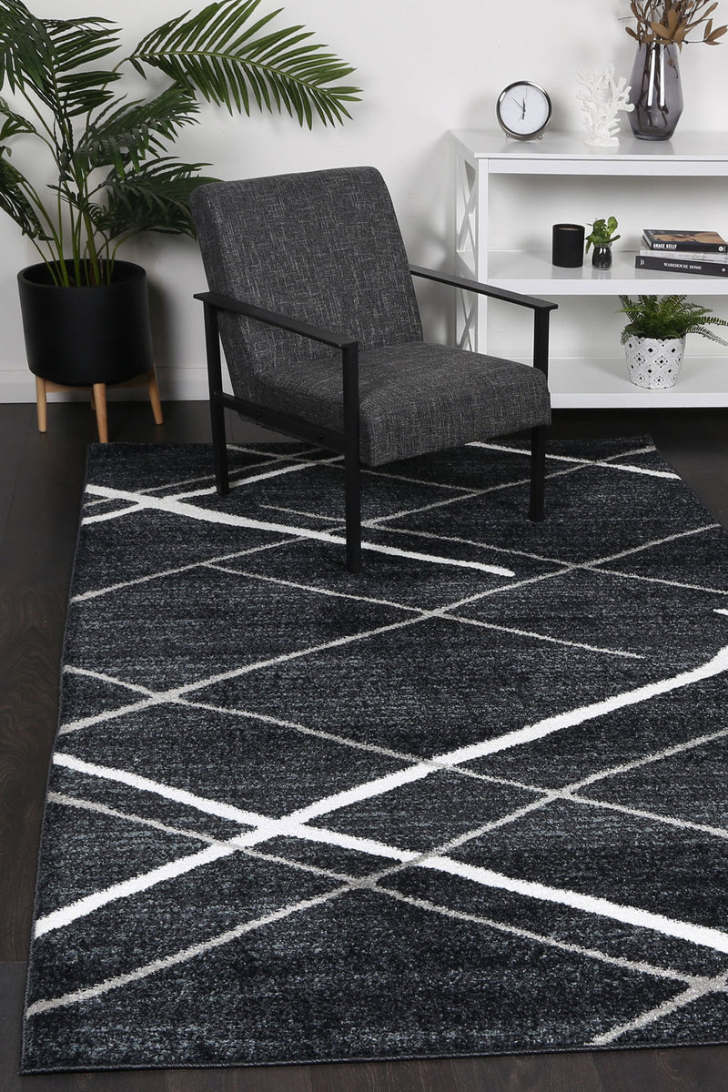 Windjana Abstract Stripe Charcoal Rug 240x330cm