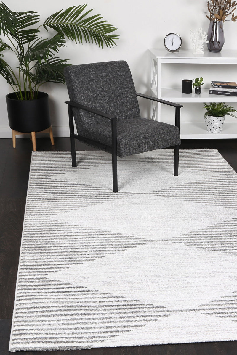 Windjana Abstract Diamond Silver Rug 80x150cm