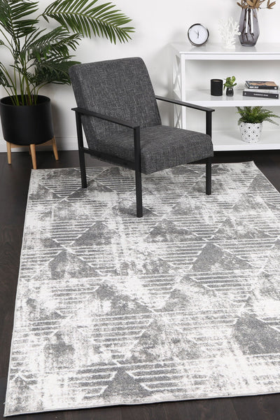 Windjana Transitional Geometric Silver Rug 80x150cm