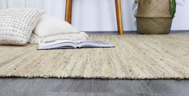 Malmo Beige Stipe Natural Jute Rug  200x290cm