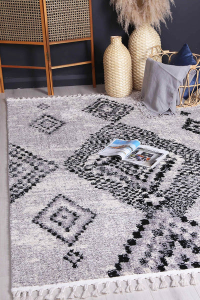 Myk Grey Boho Diamond Rug 160x230 cm