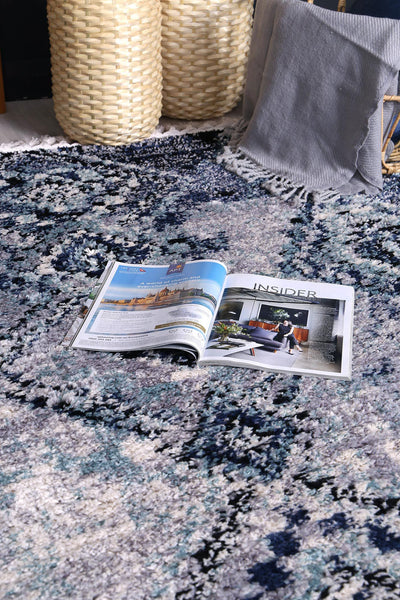 Myk Navy Blue Diamond Abstract Rug 160x230 cm