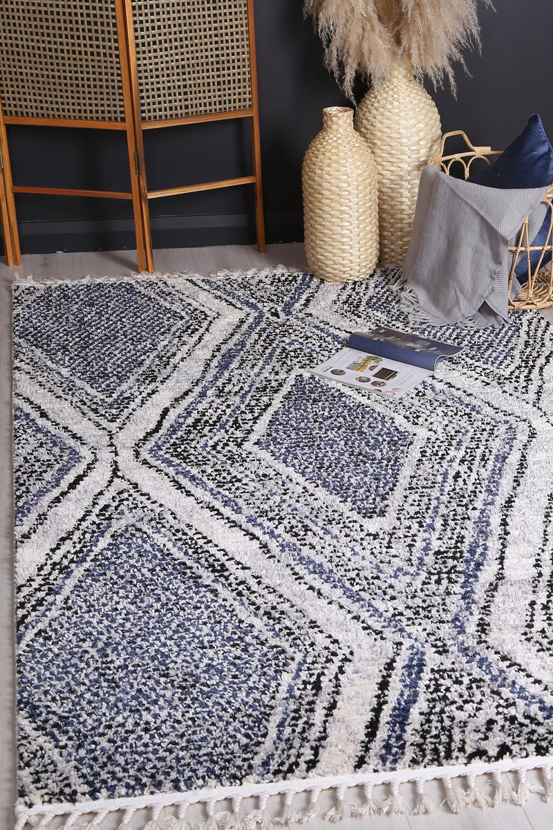 Myk Navy Blue Geometric Rug 160x230 cm