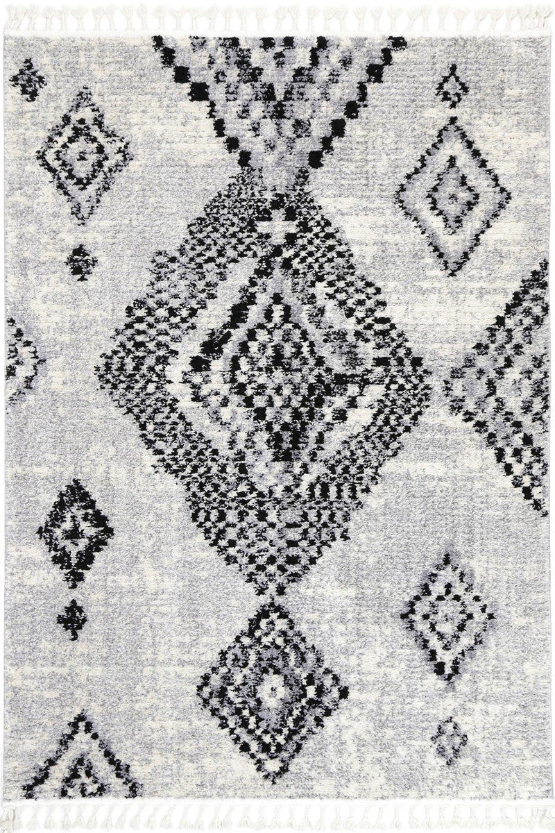 Myk Grey Boho Diamond Rug 200x290 cm