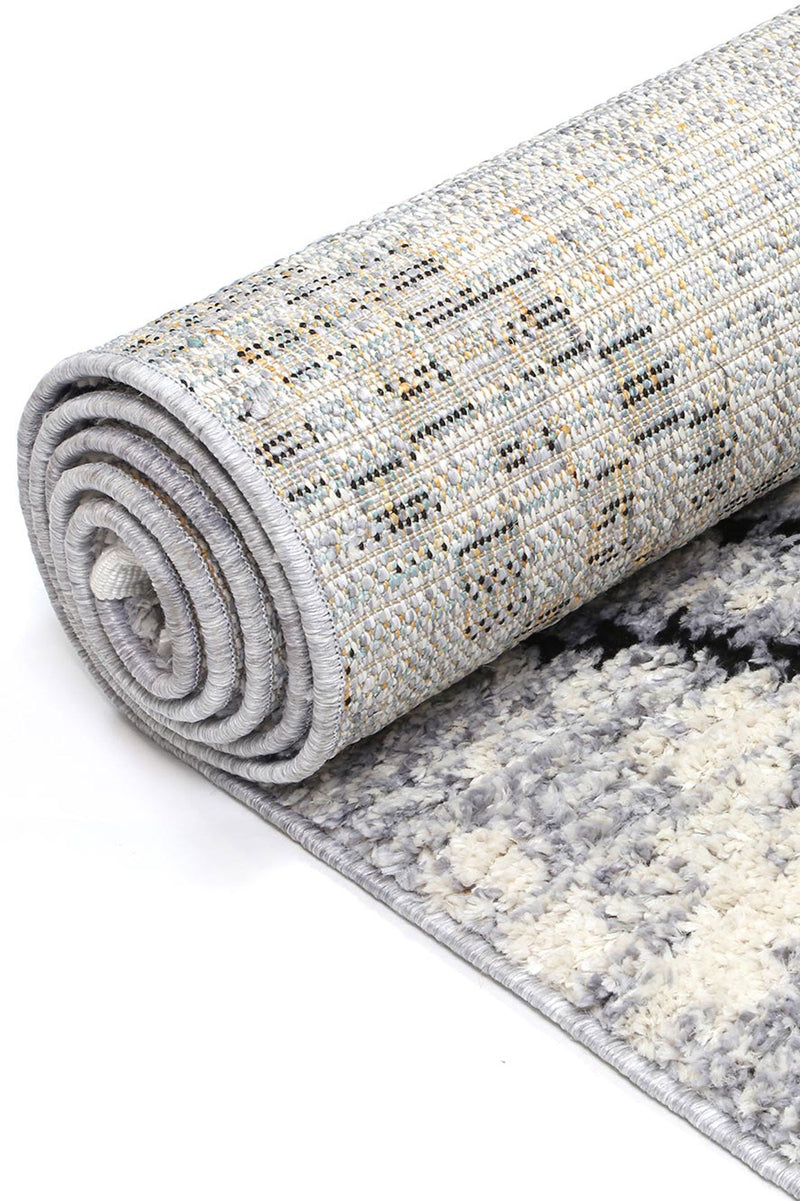 Myk Grey Boho Diamond Rug 200x290 cm