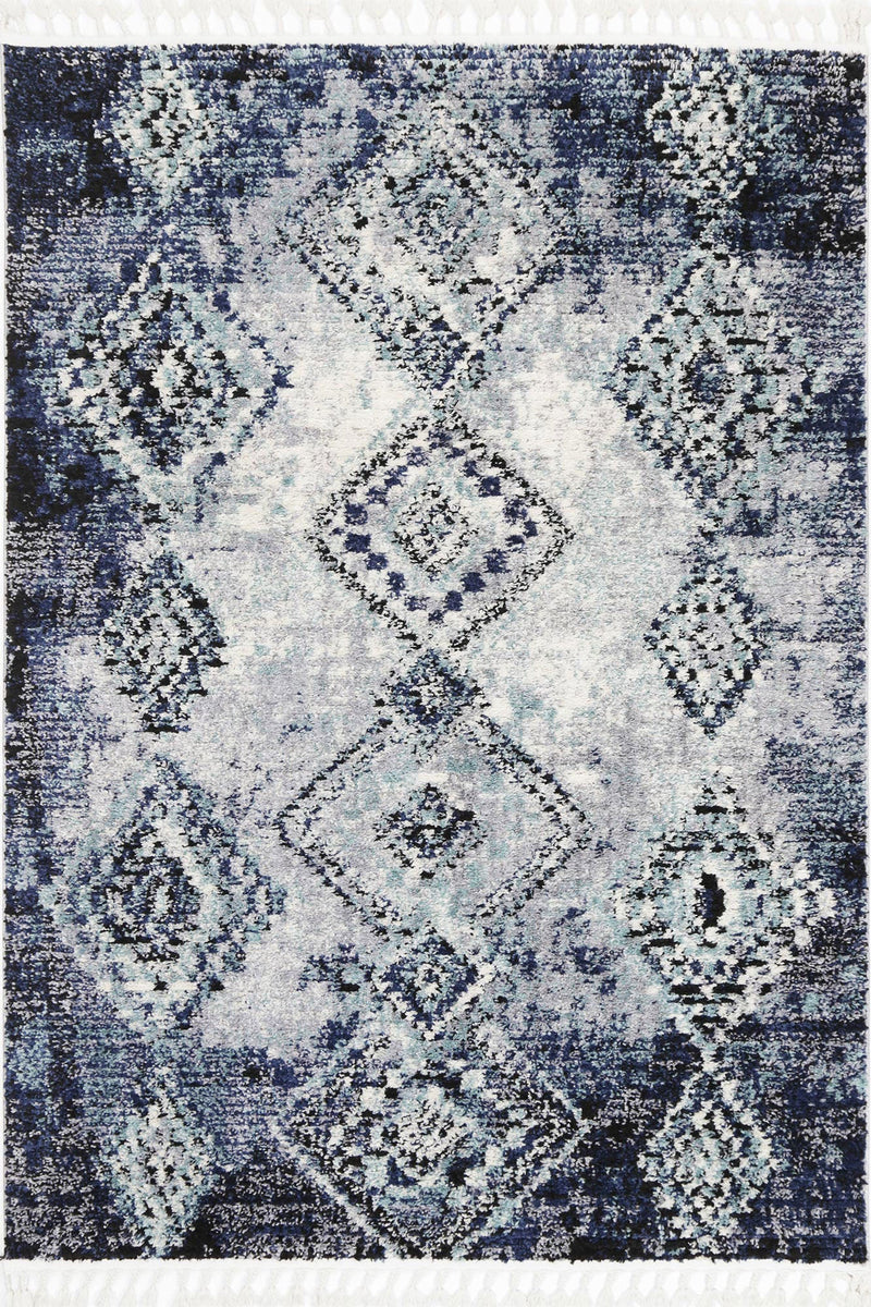 Myk Navy Blue Diamond Abstract Rug 200x290 cm