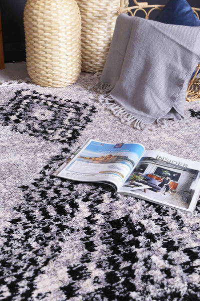 Myk Grey Boho Diamond Rug 240x330 cm