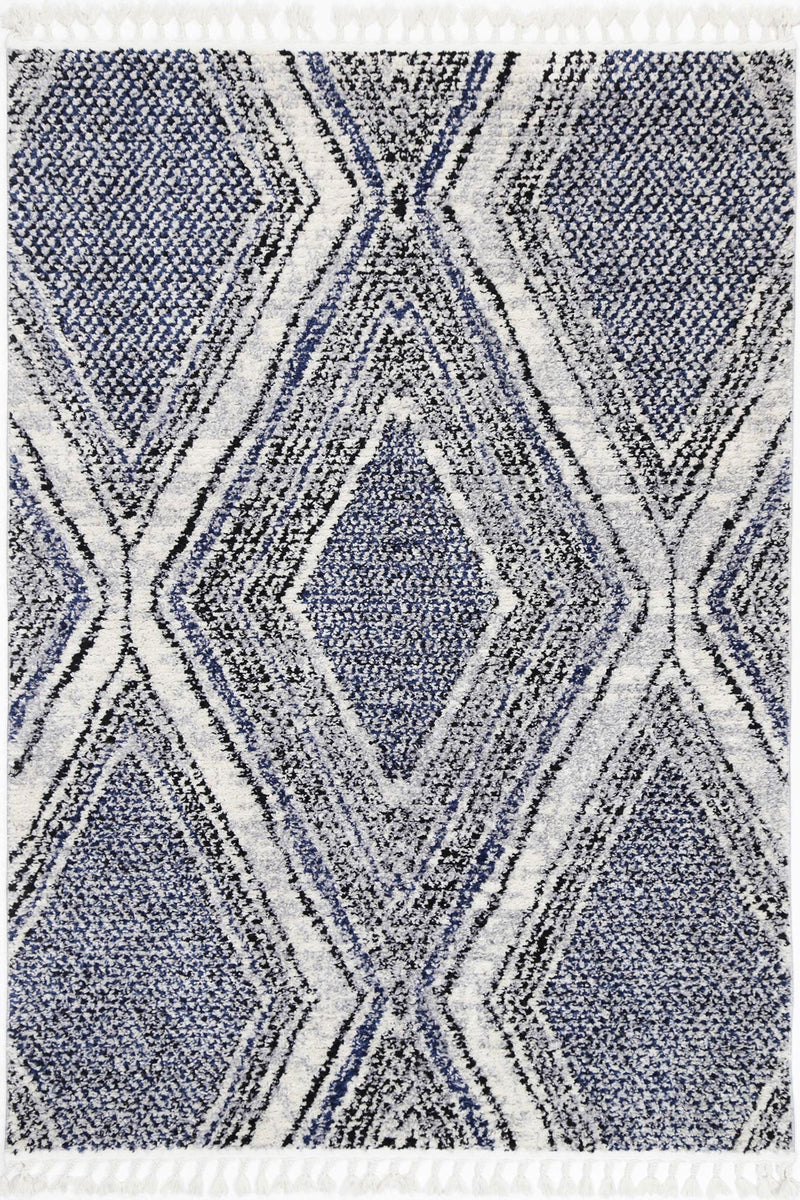 Myk Navy Blue Geometric Rug 80x300 cm