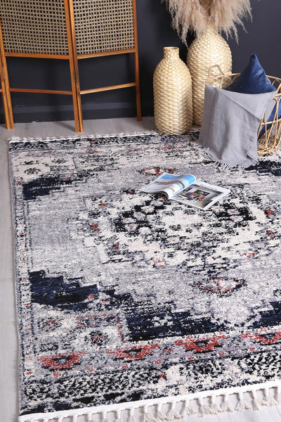 Myk Blue Grey Oriental Rug 80x300 cm