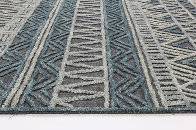 Mila Tribal Dark Grey Teal Rug 160x230cm