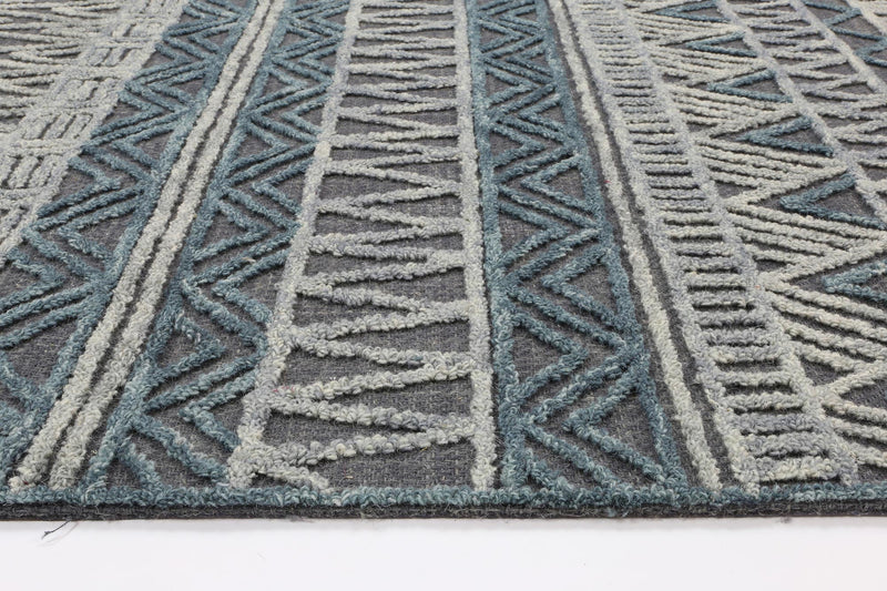 Mila Tribal Dark Grey Teal Rug 160x230cm