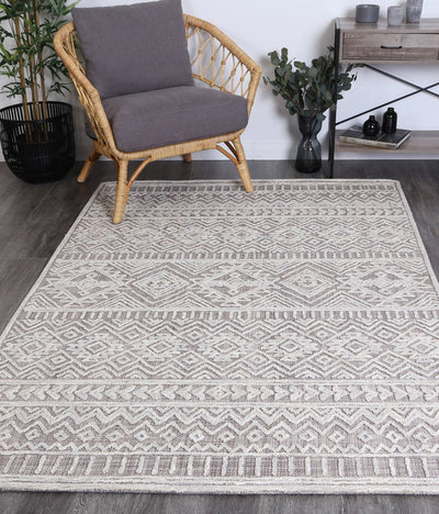 Mila Tribal Light Grey Rug 160x230cm