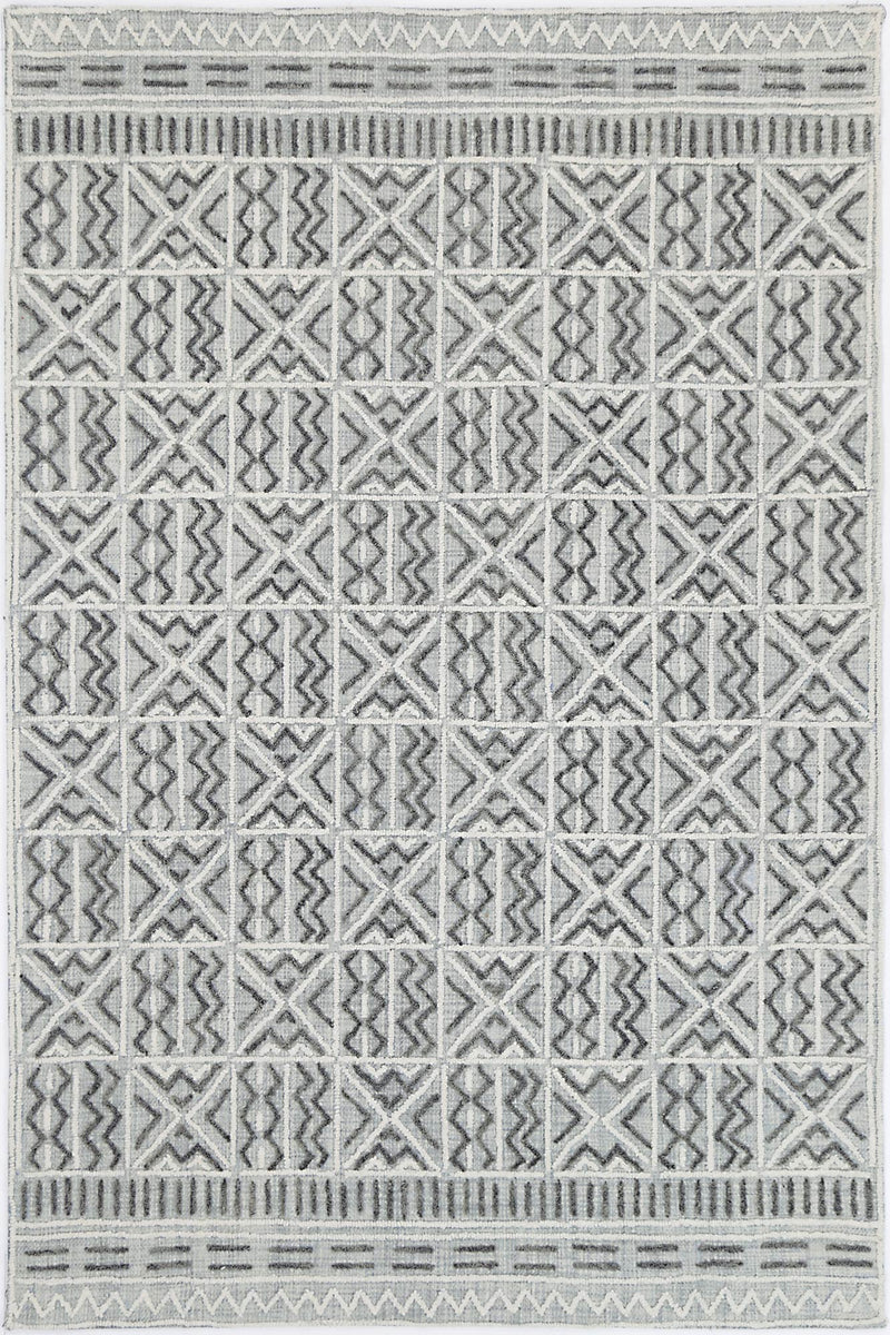 Mila Criss Cross Light Grey Rug 200x290cm