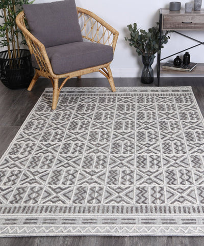 Mila Criss Cross Light Grey Rug 200x290cm