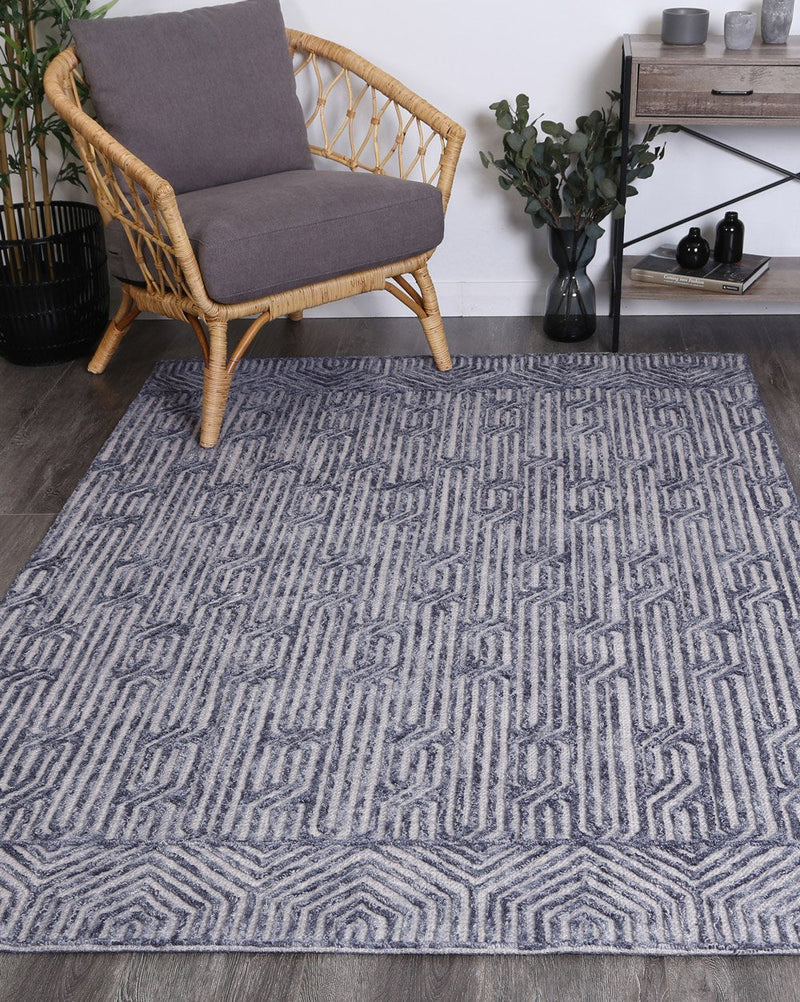 Mila Tribal Black Light Grey Rug 240x330cm