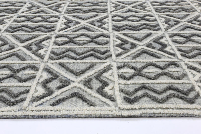 Mila Criss Cross Light Grey Rug 240x330cm