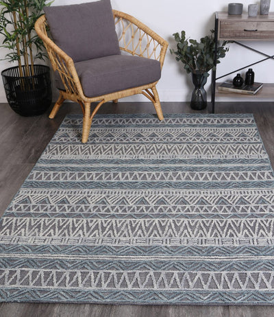 Mila Tribal Dark Grey Teal Rug 240x330cm