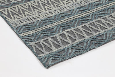 Mila Tribal Dark Grey Teal Rug 280x380cm