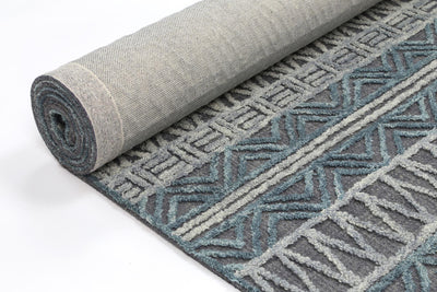 Mila Tribal Dark Grey Teal Rug 280x380cm