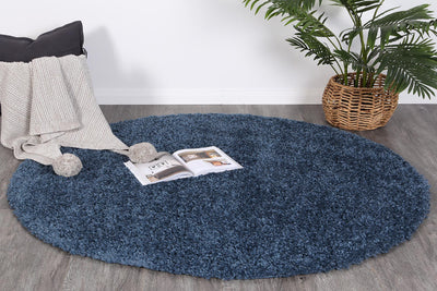 Alpine Shaggy Navy Blue Rug 160x160 cm Round