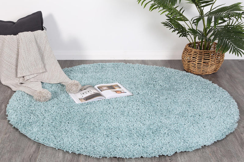 Alpine Shaggy Turquoise Blue Rug 160x160 cm Round