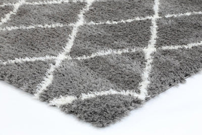 Moroccan Grey and Cream Diamond Rug 160X230cm