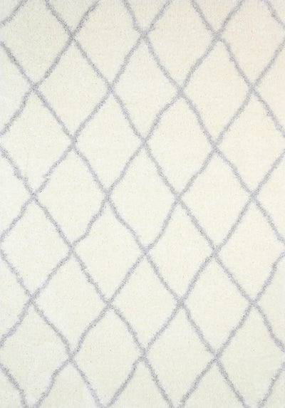 Moroccan Cream and Silver Diamond Rug 160X230cm