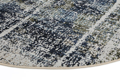 Roman Mosaic Distressed Modern Navy Round Rug 160x160 cm Round