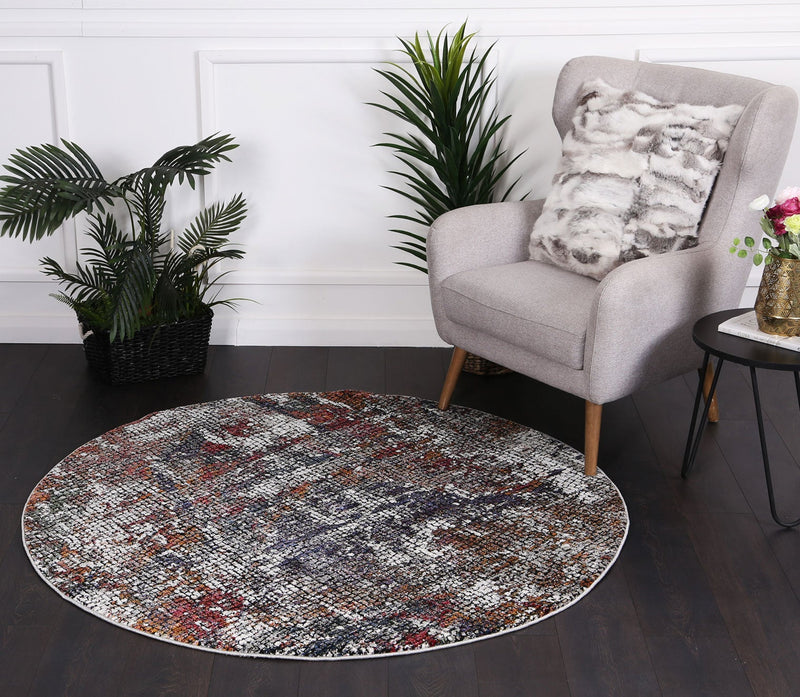 Roman Mosaic Solid Multi Round Rug 160x160 cm Round