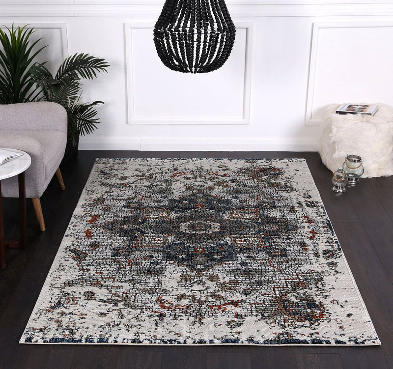 Roman Mosaic Medallion Grey Turquoise Rug 200x290 cm