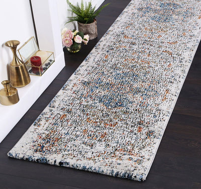 Roman Mosaic Medallion Grey Turquoise Rug 200x290 cm