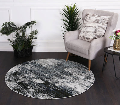 Roman Mosaic Modern Grey Turquoise Round Rug 200x200 cm Round