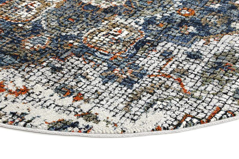 Roman Mosaic Medallion Grey Turquoise Rug 240x330 cm