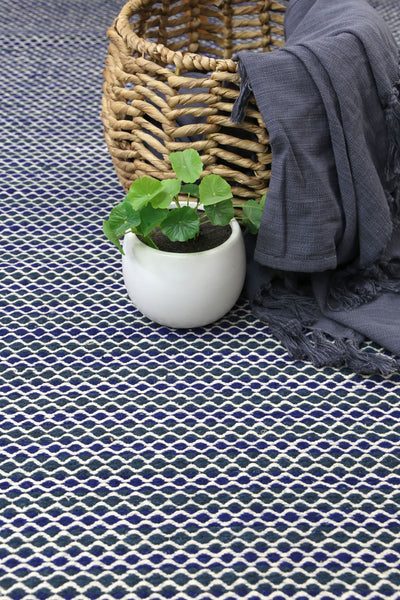 Natura Wool Blue Striped Rug 120x170 cm