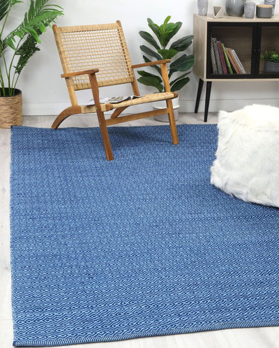 Natura Wool Navy Blue Diamond Rug 120x170 cm