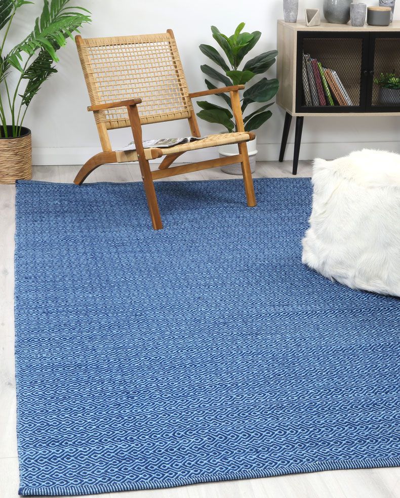 Natura Wool Navy Blue Diamond Rug 120x170 cm