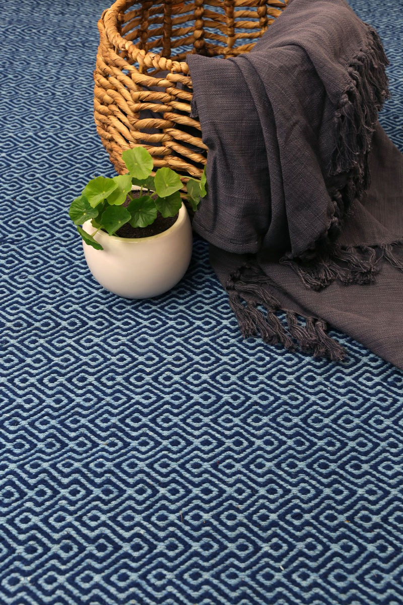 Natura Wool Navy Blue Diamond Rug 120x170 cm