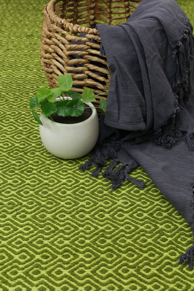 Natura Wool Bright Green Diamond Rug 120x170 cm