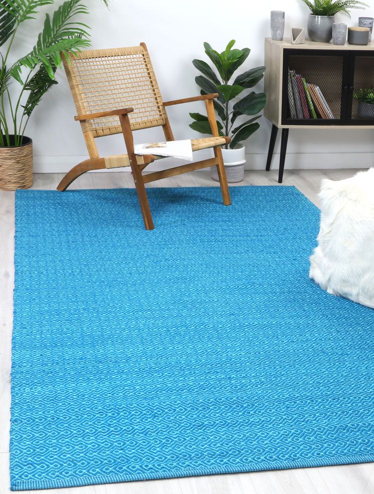 Natura Wool Turquoise Blue Diamond Rug 120x170 cm