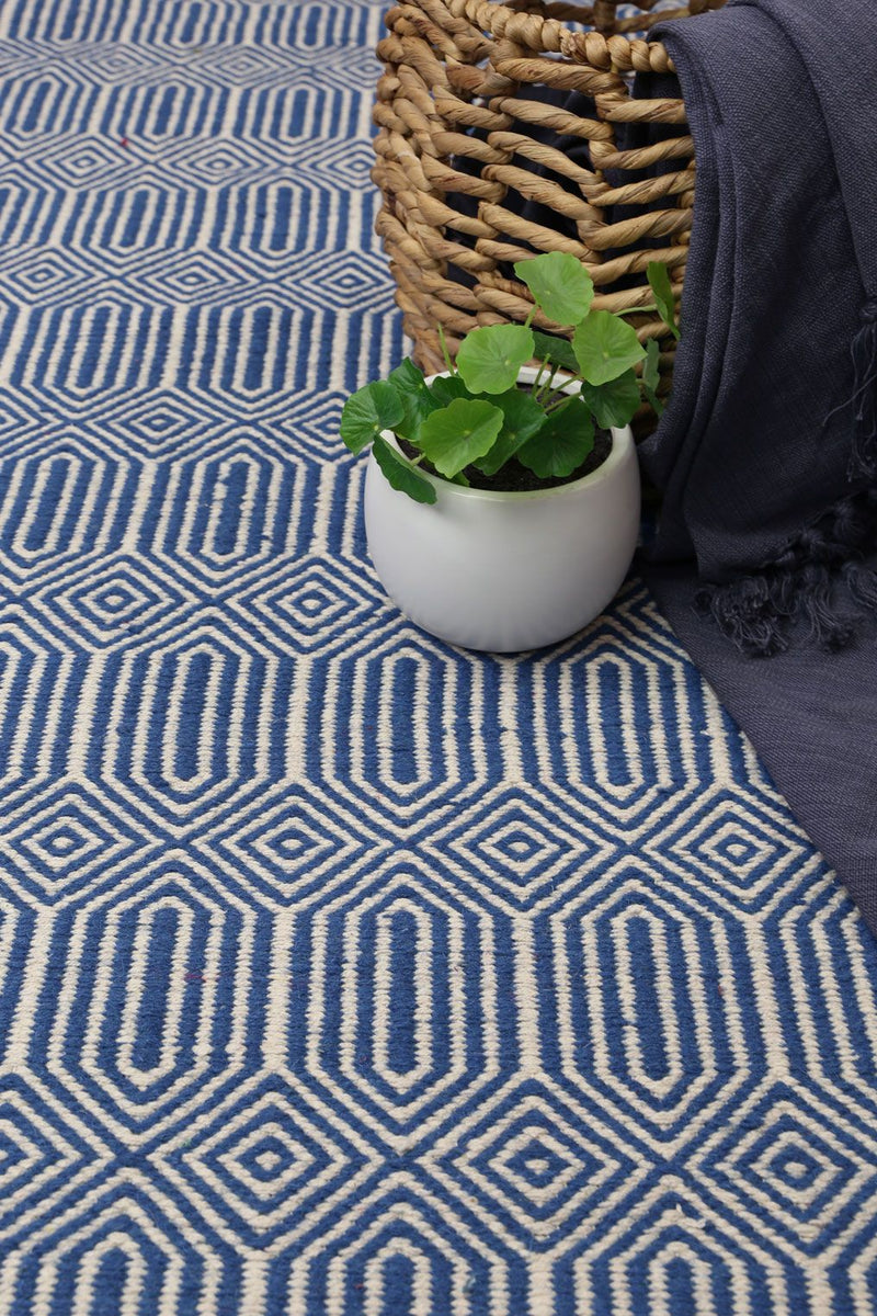 Natura Wool Blue Line Rug 120x170 cm