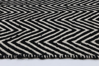 Natura Wool Black White Chevron Rug 120x170 cm