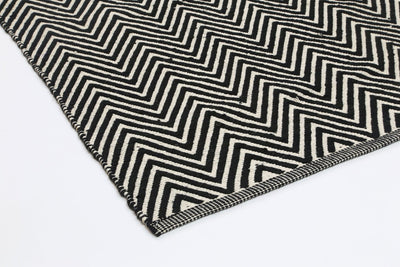 Natura Wool Black White Chevron Rug 120x170 cm