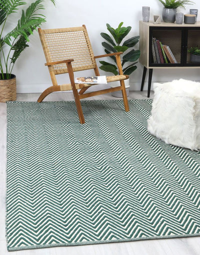 Natura Wool Green Chevron Rug 120x170 cm